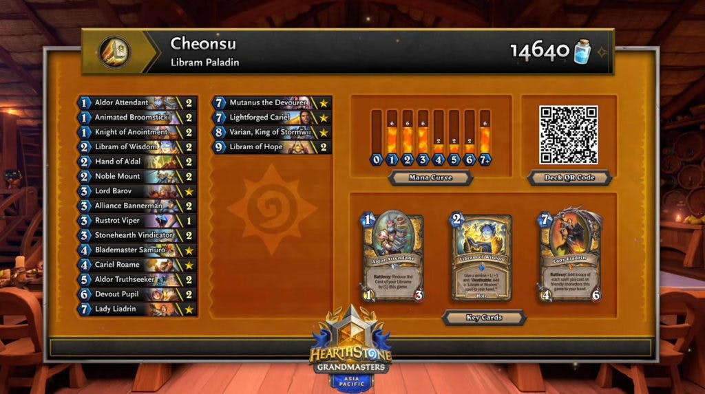 Che0nsu's Libram Paladin deck. Image via Blizzard Entertainment.