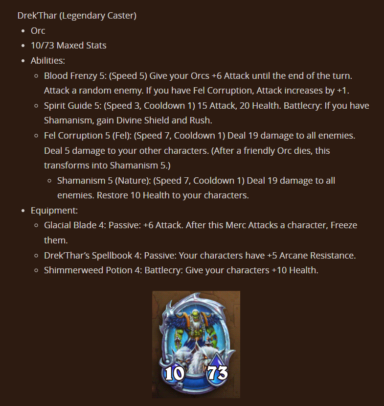 Maxed Stats, Abilities, and Equipment for <a href="https://esports.gg/news/hearthstone/drekthar-hearthstone-nerf/">Drek'Thar - Hearthstone</a> Mercenaries