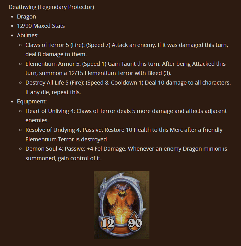 Maxed Stats, Abilities, and Equipment for Deathwing