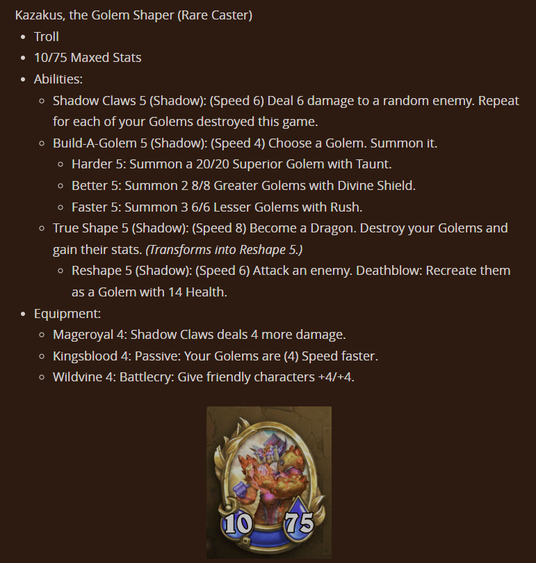 Maxed Stats, Abilities, and Equipment for Kazakus