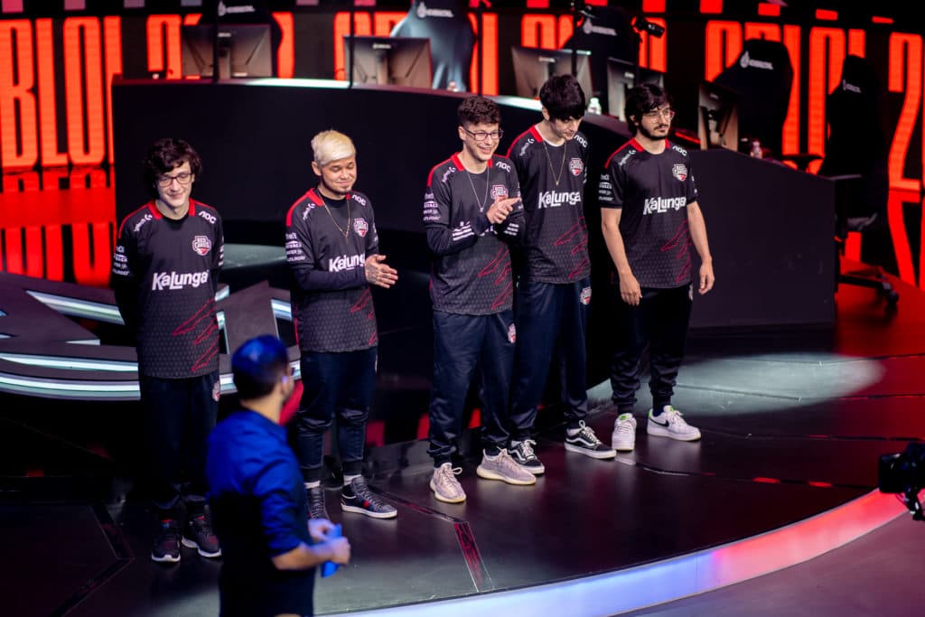 Jogadores da RED Canids - Foto: Bruno Alvares/Riot Games