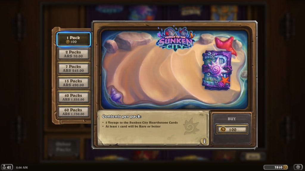 How to buy multiple Hearthstone Packs with Gold