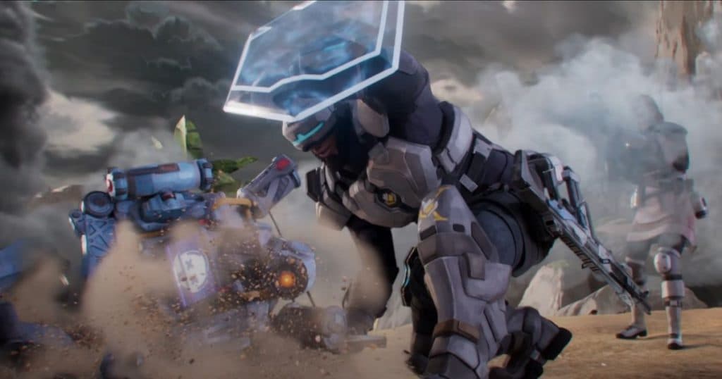 Newcastle's passive ability allows him to revive squadmates on the move while holding up a small shield.