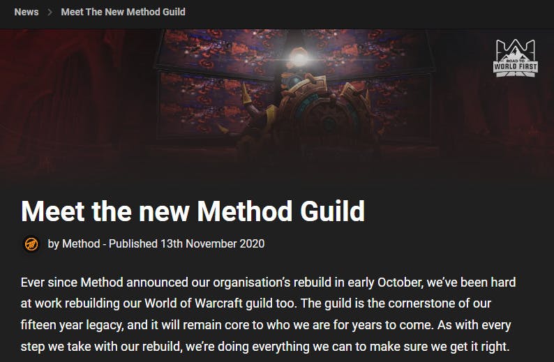 Method announces its new guild in November 2020 (Image via Method