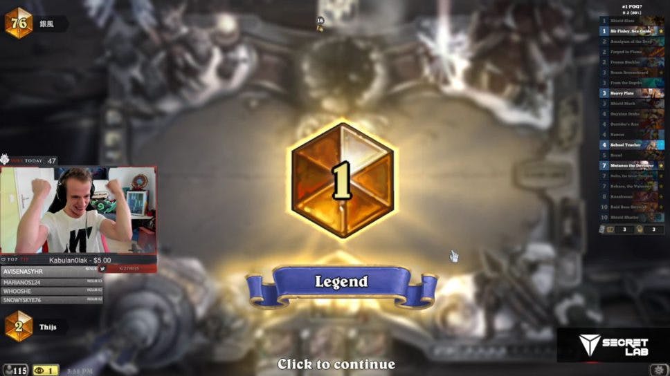 Thijs got #1 Legend in Hearthstone Ladder: “I like to put my tryhard pants  on from time to time. I should do it more often”