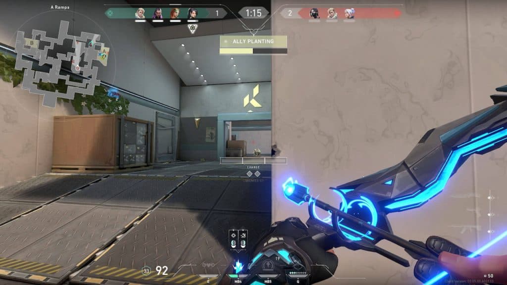 Jogador mirando na partida, com a habilidade do Sova - Reprodução: VALORANT