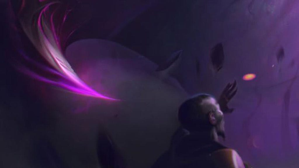 A teased part of Bel'Veth's splash image (image via <a href="https://esports.gg/news/league-of-legends/riot-games-clears-ceo-of-harassment-and-discrimination-charges/">Riot Games)</a>