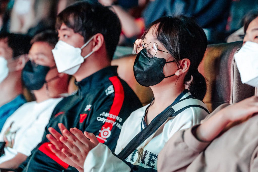 Fans cheer on their favorite teams at MSI 2022. Mid-Season Invitational Groups Stage on May 10, 2022 in Busan, South Korea. (Photo by Lee Aiksoon/Riot Games)