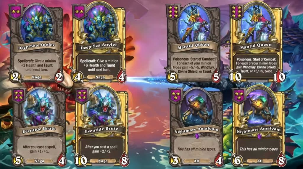 Deep-Sea Angler, Eventide Brute, Mantid Queen, and Nightmare Amalgam. Image via Educated Collins.