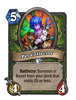 Pet Collector<br>Old: 3 Attack, 3 Health <strong>→ New: 4 Attack, 4 Health</strong>