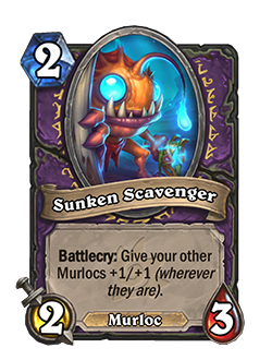 Sunken Scavenger (generated by Azsharan Scavenger)<br>Old: [Costs 3] 3 Attack, 4 Health <strong>→</strong> <strong>New: [Costs 2] 2 Attack, 3 Health</strong>