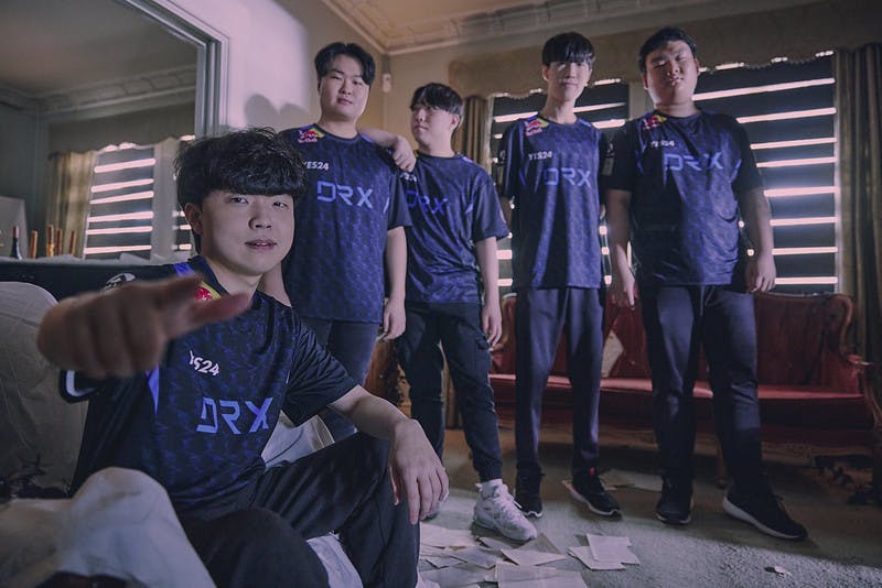 DRX VALORANT team featuring Stax, BuZz, Zest, Rb and Mako. Image Credit: Riot Games.