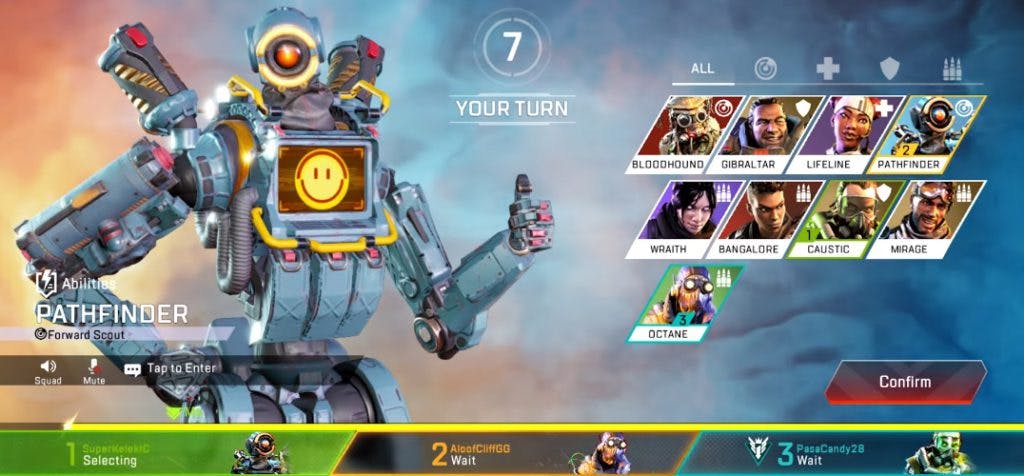 Not all legends from the main game are available in Apex Legends Mobile