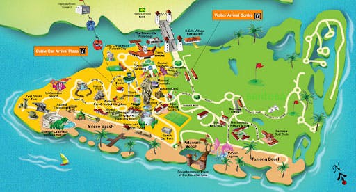 Mapa da ilha de Sentosa<br>