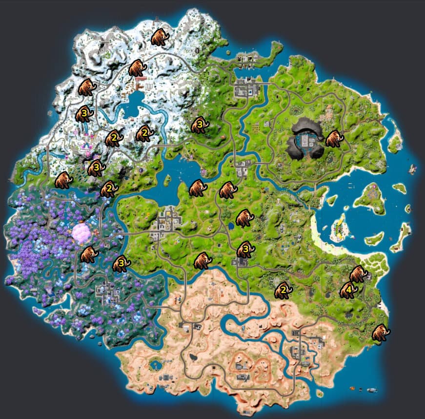 Boar spawn locations via Fortnite.GG