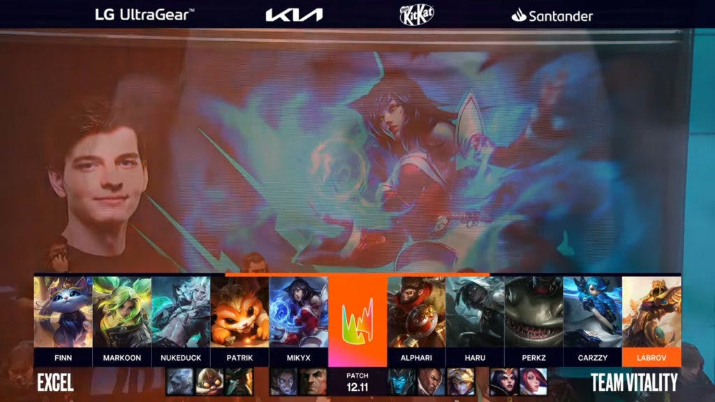 Game 2 Draft between Vitality and Excel. Image Credit: Screenshot from LEC Broadcast