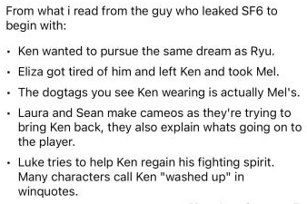 An alleged leak contained details about Ken's story in Street Fighter 6 (Image via <a href="https://twitter.com/BG_KOF/status/1532823327902924808">@BG_KOF on Twitter</a>)