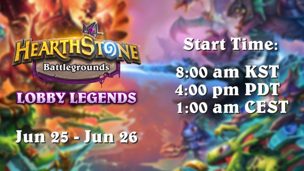 The broadcast times for Hearthstone Battlegrounds: Lobby Legends Eternal Night. Image via Blizzard Entertainment.