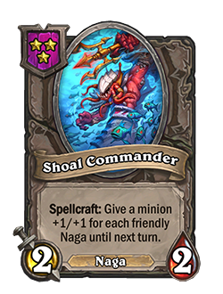 Shoal Commander<br>Old: 1 Attack, 2 Health → <strong>New: 2 Attack, 2 Health</strong>