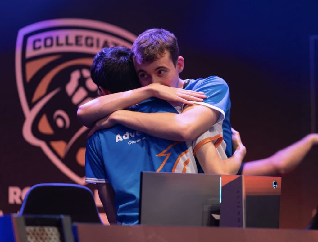 Samba and Adverse (UT Arlington) hugging. Courtesy of: PJ Madden