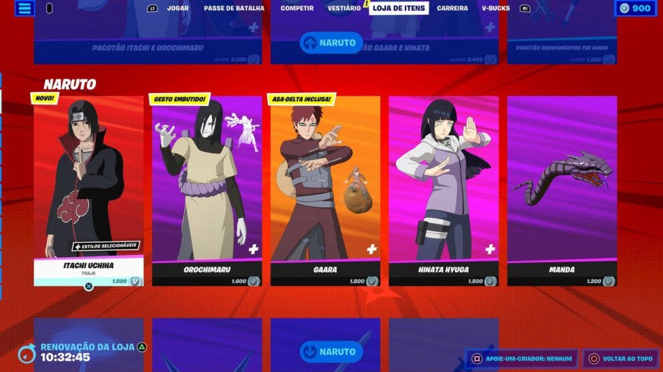 Fortnite: Personagens de Naruto estão disponíveis na loja cover image