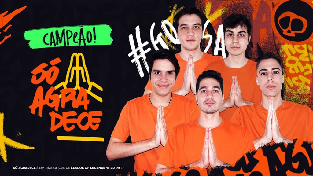 Time de Wild Rift da Só Agradece - Foto: Reprodução/Baiano