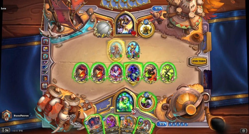 Murder at Castle Nathria theorycrafting gameplay screenshot featuring the Imp Warlock deck. Image via Blizzard Entertainment.