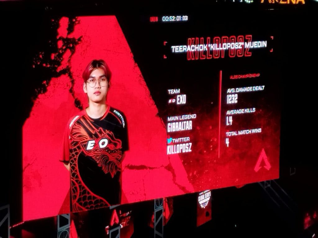 Killoposz player profile on stage at ALGS Championships 2022