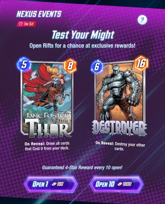 Marvel Snap Nexus Event promotion