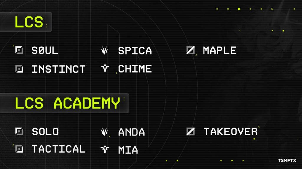 TSM LCS and Academy roster. Image Credit: TSM Twitter