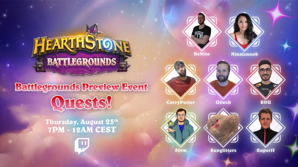 EMEA Streamers participating in Battlegrounds Quest Preview - image via Blizzard