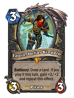 Edwin, Defias Kingpin<br>Old: [Costs 4] 4 Attack, 4 Health → <strong>New: [Costs 3] 3 Attack, 3 Health</strong>