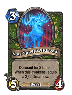 Stag Spirit Wildseed<br>Old: Dormant for 3 turns. When this awakens, equip a 4/2 Greatbow. → <strong>New: Dormant for 3 turns. When this awakens, equip a 3/2 Greatbow.</strong>