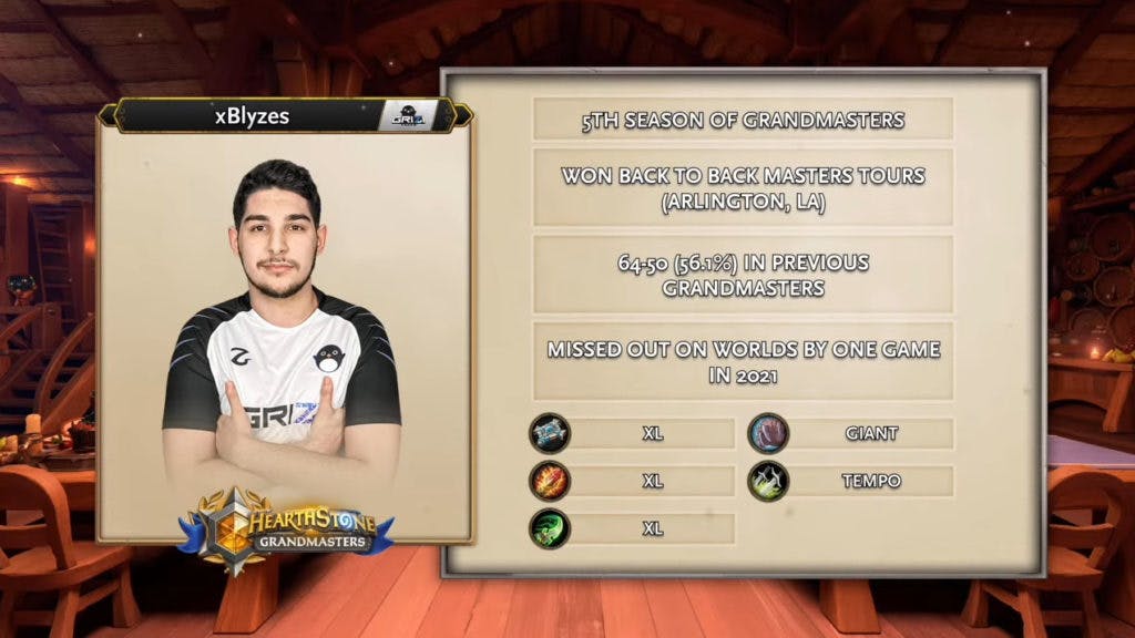 xBlyzes' stats going into the Hearthstone Grandmasters: Last Call Playoffs. Image via Blizzard Entertainment.