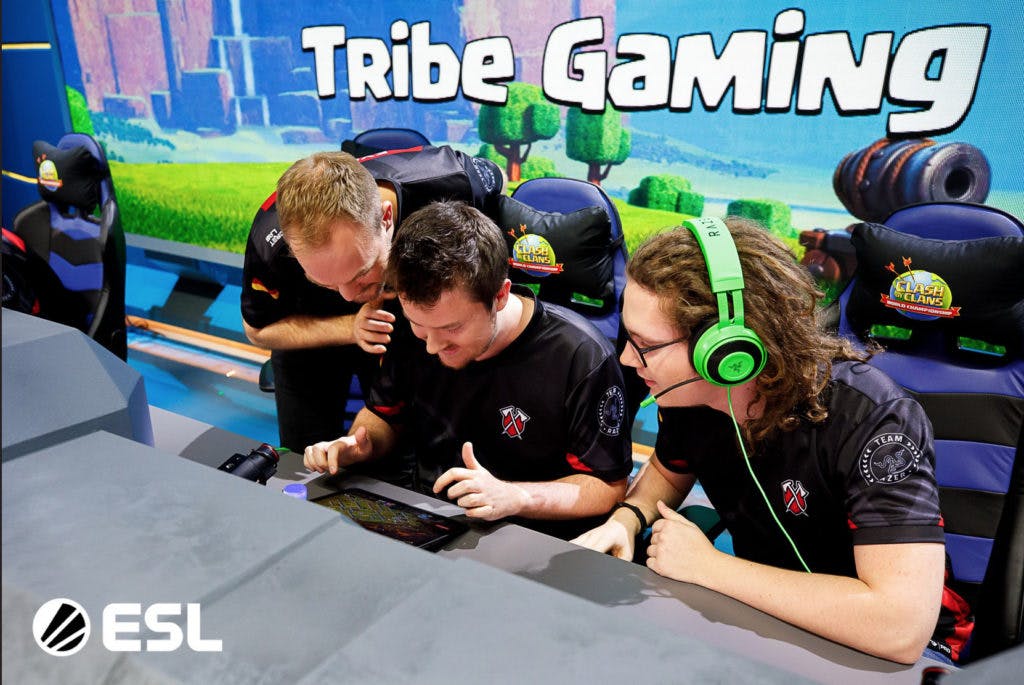 Tribe Gaming's Clash of Clans roster in action (Photo via ESL)