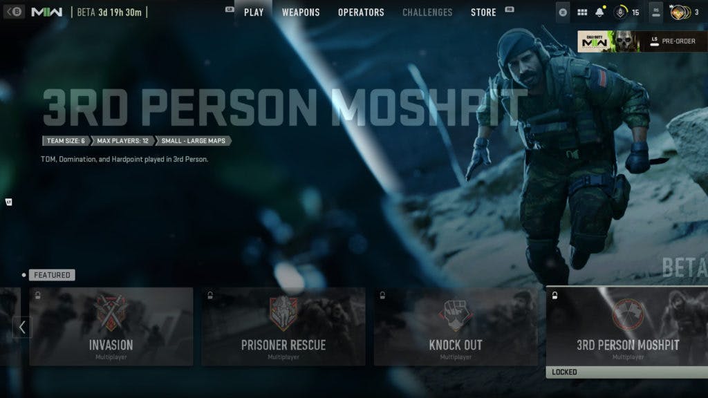 3rd-person moshpit mode included in the Modern Warfare 2 beta.