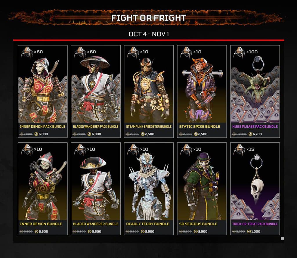 Fight or Fright special shop for Apex Shadow Royale event - Image via EA