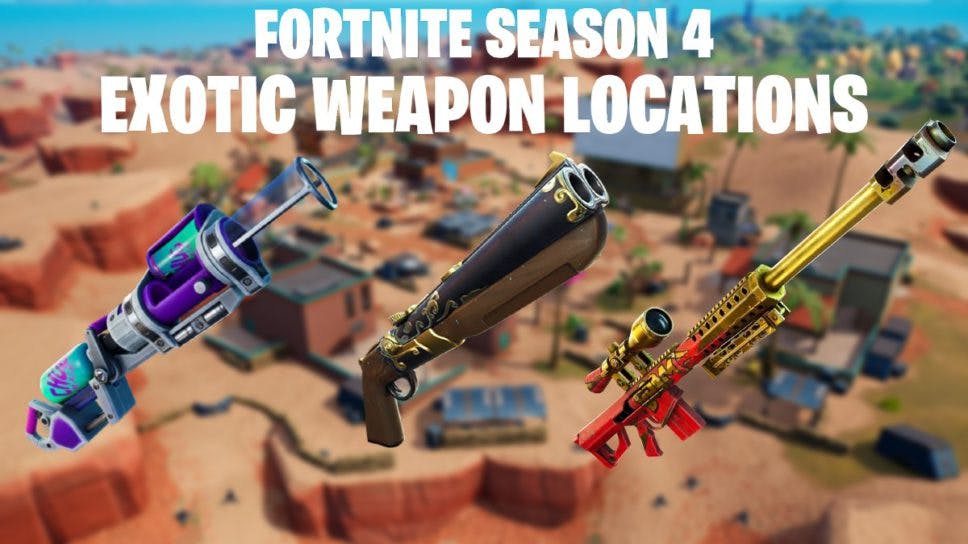 All Exotic weapon locations in Fortnite Season 4 cover image