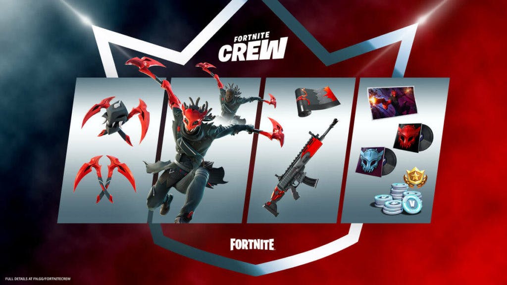 Complete Fortnite Crew "Red Claw" set