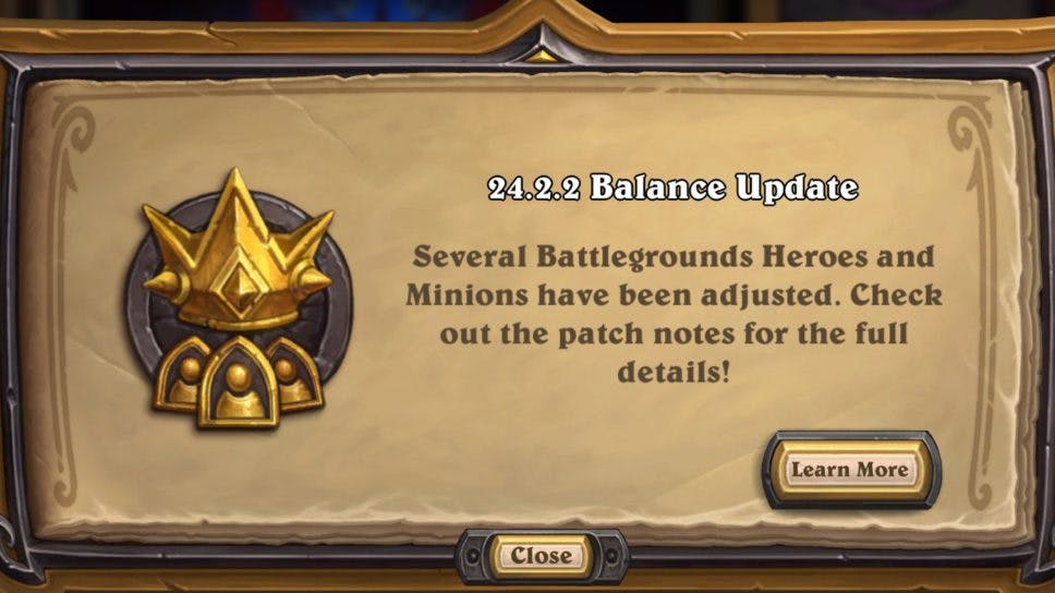 Battlegrounds patch notes in Hearthstone 24.2.2 update cover image