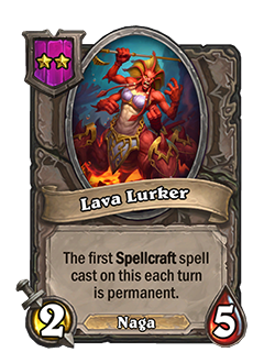 Lava Lurker - Image via Blizzard<br>Old: 2 Attack, 4 Health<br><strong>New: 2 Attack, 5 Health</strong>