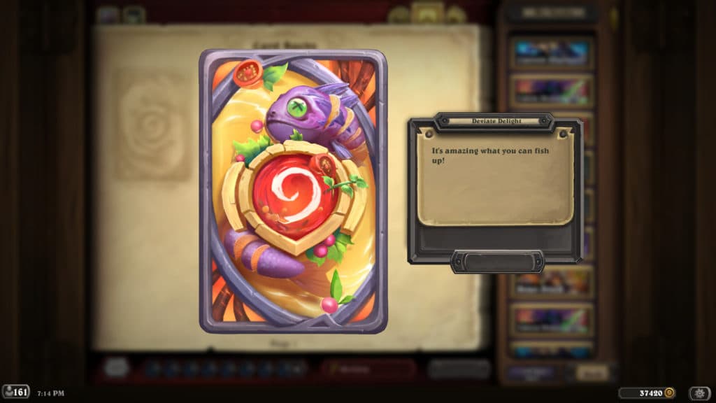 Deviate Delight Hearthstone card back reward for completing Castle Nathria Puzzle - Image via EsportsGG