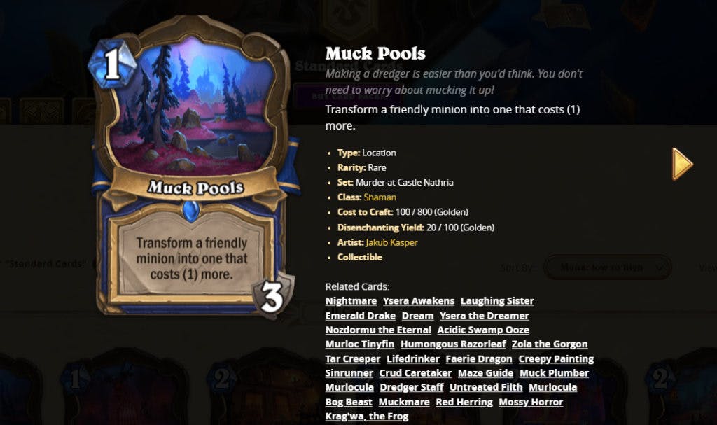 Muck Pools card from Hearthstone Card library