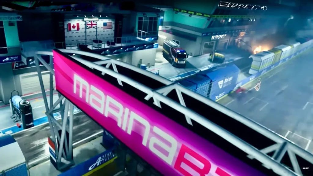 Screenshot from the removed Marina Bay Grand Prix map reveal trailer, via Call of Duty.