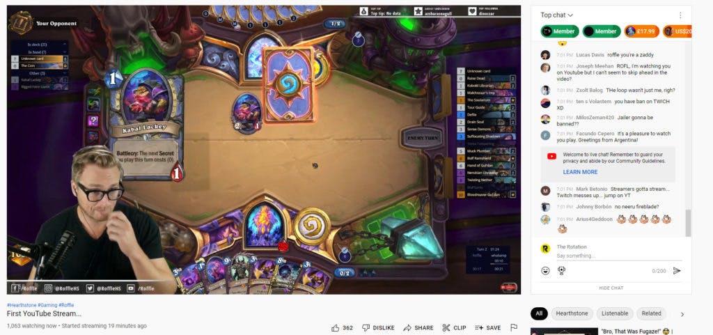 Roffle's stream quickly surpassed 1,000 viewers.