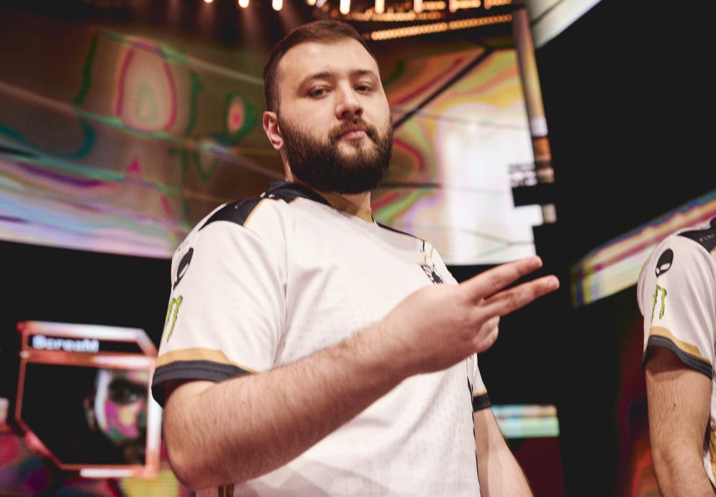 Dmitriy "dimasick" Matvienko of Team Liquid poses onstage after a victory against Paper Rex at the VALORANT Champions 2022 Istanbul Groups Stage on September 7, 2022 in Istanbul, Turkey. (<a href="https://www.flickr.com/photos/valorantesports/52341317671/" target="_blank" rel="noreferrer noopener nofollow">Photo by Lance Skundrich/Riot Games</a>)