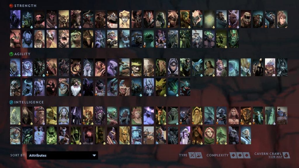 All Dota 2 heroes (Screenshot by Esports.gg)