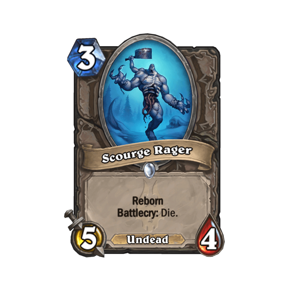 Scourge Rager features the Reborn keyword. Image via Blizzard Entertainment.