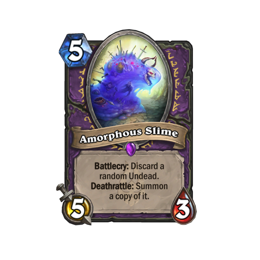 Amorphous Slime - New Discard Warlock Card for March of the Lich King Hearthstone Expansion<br>Image via Blizzard
