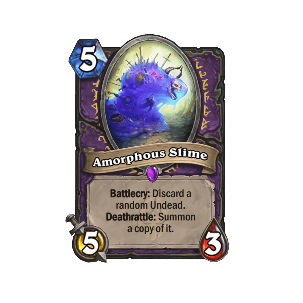 Amorphous Slime - New Discard Warlock Card for March of the Lich King Hearthstone Expansion<br>Image via Blizzard